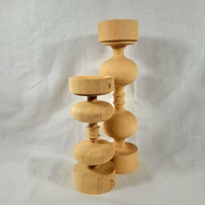 Bougeoir en bois de cèdre brut - Modèle Sphère Sculptée