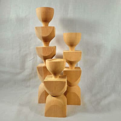 Bougeoir en bois de cèdre brut - Modèle Empilé Sculptural